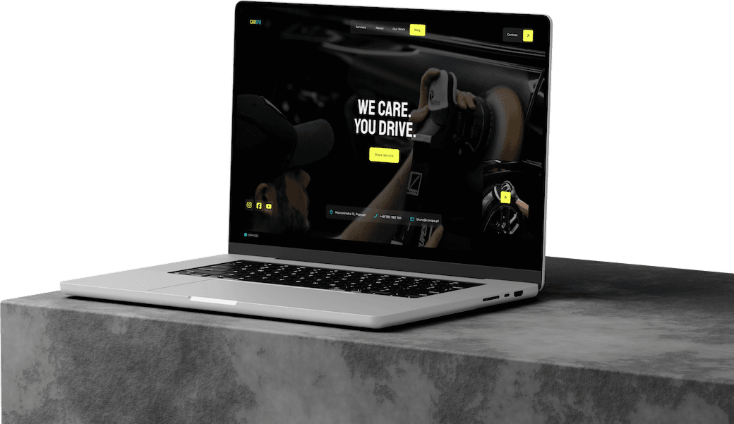 MacBook with a website design on screen